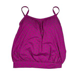 Lands’ End Blouson Tankini Top size 6 Pink Blue White